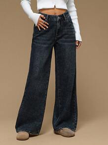 Forever 21 New Autumn/Winter Vintage Washed Low-Rise Casual High Street All-Match Denim Jeans - Blue - View 6