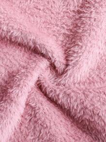 SHEIN Pink Minimalist Extended Length Cute & Quirky Ear Design Fireproof Thick Fleece Robe With Drawstring & Pockets, Suitable For Late Autumn/Winter, For Teen Girls