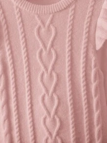 LMoss Kids Young Girl's And Young Girl's Textured Knit Sweater Dress, Casual Autumn Outfit With Warmth - Pink - View 3