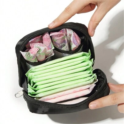 1pc Sanitary Pads Storage Bag Portable Pouch Large Capacity,Minimalist Style, Waterproof Fabric For Storing Sanitary Pads, Panty Liners, And Tampons, Gift For Valentine's Day,Boho Vibes