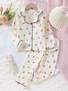 Bộ đồ ngủ dài tay in hình gấu trắng cho bé gái 2 món/bộ - Nhiều màu - Xem 1
