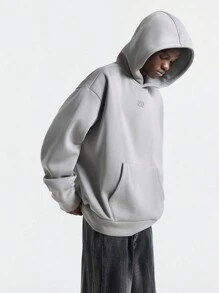 NEON BLANC 男士宽松印花针织长袖连帽衫，适合秋冬 - 深灰色 - 查看 3