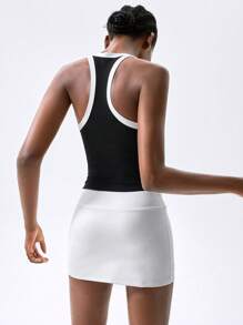 VARSIVA Black And White Contrasting Suspenders Women Sports Sets - Black and White - View 2