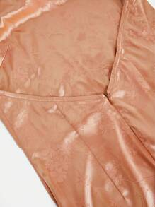 L'Amorae Váy đuôi cá cổ yếm bằng vải satin jacquard - Màu Khaki - Xem 8
