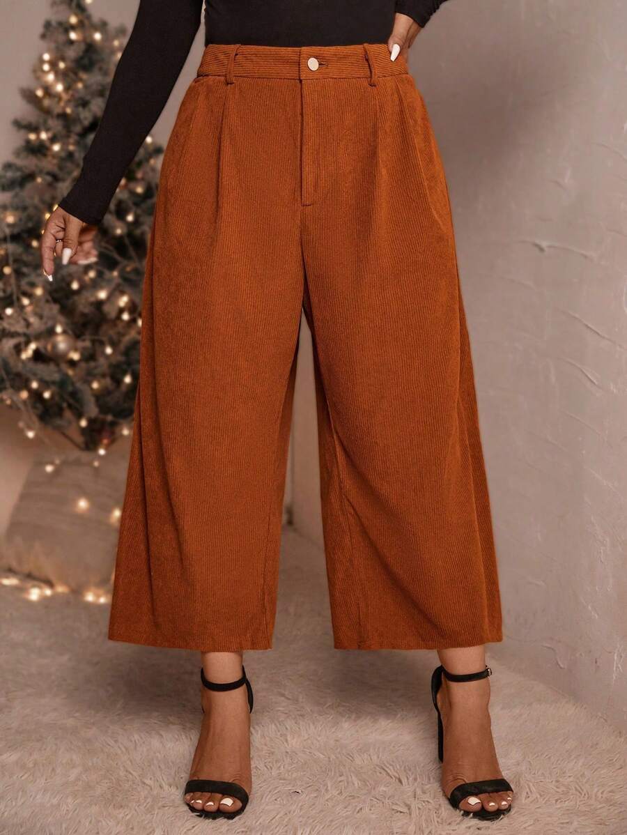 Pantaloni Uomo In Velluto A Coste, Modello Dritto Multitasca, Tinta Unita, Larghi E Casuali, Per Autunno/Inverno, Con Tasche Portafoglio - 2