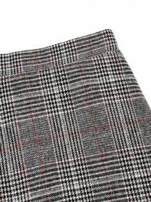 EARO法式复古设计高端时尚百搭格子高腰百褶长款优雅通勤A字裙，秋冬新款收腰个性优雅舒适毛呢格子伞裙 - 彩色 - 查看 4