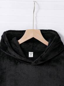 青少年女孩哥特式兔耳朵连帽法兰绒睡袍，冬季保暖阻燃睡衣 - 黑色 - 查看 6