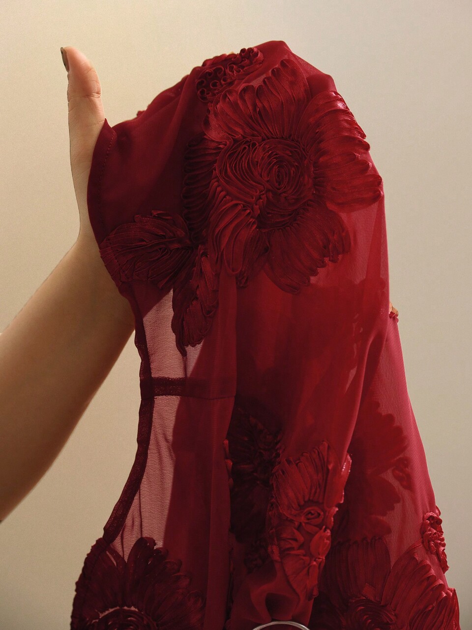 French Vintage Floral Embroidery Sheer Blouse Women Shirt