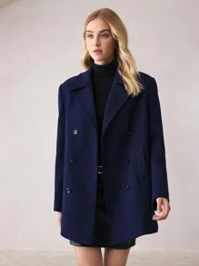 BizChic Blue Overcoat, Long Sleeve, Fashion Women's Outwear, Ladies' Office Blazer, Spring/Summer, Christmas Party, Thanksgiving, Women's Clothing - Navy Blue - View 6