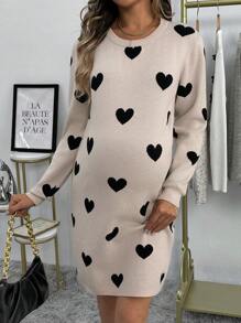 Cheriluna Maternity 心形印花 H 设计孕妇长袖毛衣、毛衣、情人节、冬季