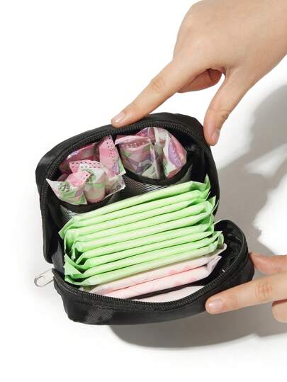 1pc Sanitary Pads Storage Bag Portable Pouch Large Capacity,Minimalist Style, Waterproof Fabric For Storing Sanitary Pads, Panty Liners, And Tampons, Gift For Valentine's Day,Boho Vibes