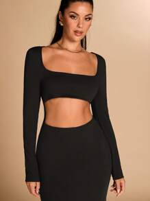 SHEIN BAE Robe de soirée simple à encolure en V polyvalente pour les sorties, robe de gala maxi dos nu en forme de sirène. Convient pour les fêtes d'Halloween et le port quotidien