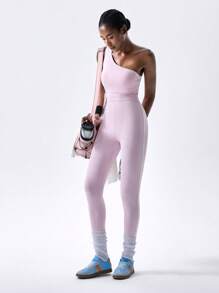 VARSITIE Pink Fall Winter Clothes Simple & Stylish & Slim Fit & Asymmetrical Shoulder Straps Women Outdoor One-Pieces