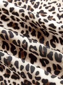 SHEIN LUNE 女士优雅豹纹鱼尾下摆半身裙 - 灰色 - 查看 4