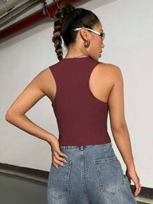 StreetHx 1 chiếc áo khoác blazer mỏng không tay cổ chữ V cài nút phía trước dành cho nữ - Màu Đỏ Sâu - Xem 2