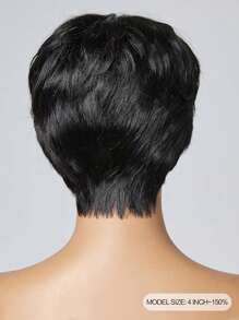 Short Straight Pixie Cut Human Hair Wigs 1B Natural Black Color Real Affordable Hair Replacement Wig Cheap Daily Use Wig For Beginner Friendly Wear To Go - S1 - View 3