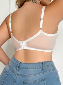 Áo ngực không dây cỡ lớn cho nữ có họa tiết hình học, thường ngày - trắng - Xem 5