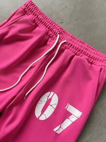 Manfinity EMRG Men's Casual Numeric Print Hoodie And Sweatpants Set