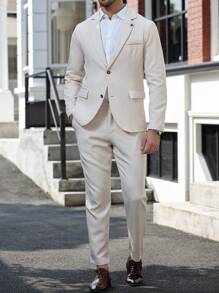 Calvornis Bộ vest nam công sở có ve áo cài khuy đơn và quần âu - trắng - Xem 7