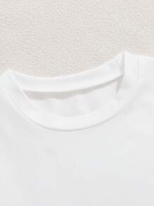 7 sztuk/opakowanie Młodzieżowy Chłopięcy Casual Jednolity Kolor Okrągły Dekolt Długi Rękaw T-shirt, Odpowiedni Na Wszystkie Pory Roku