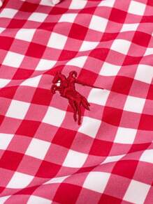 Manfinity Homme Red Plaid Print Front Button Casual Long Sleeve Shirt, For Fall - Red - View 3