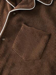 Manfinity VCAY 男士修身休闲翻领长袖衬衫，适合日常穿着 - 棕色 - 查看 4