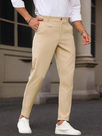 Manfinity Bizformal Herren Lässig Hose in Unifarbe mit schräger Tasche, vielseitig einsetzbar für den Herbst