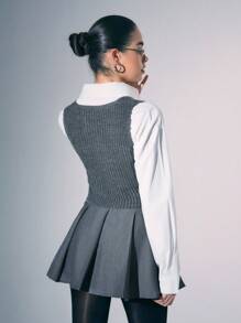 Zolique Women's Single-Breasted V-Neck Casual Knitted Cardigan Sweater Top - Grey - View 2