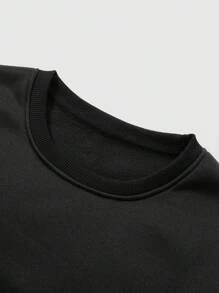 Manfinity Homme Men's Plus Size Casual Letter & Elk Print Round Neck Long Sleeve Pullover Sweatshirt For Autumn/Winter,Christmas Party Crew Neck Black Graphic Sweatshirt, For Friends, Husband, Boyfriend Gifts - Black - View 6