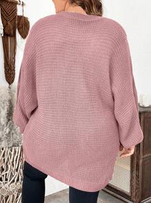 Calvaya Plus Size Batwing Sleeve Solid Color Sweater For Autumn/Winter - Dusty Pink - View 2