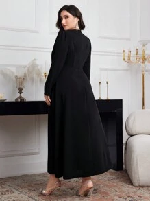 Modelyn Vestido largo elegante con decoración de cristal para tallas grandes en otoño