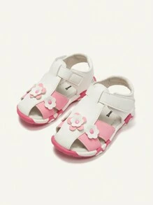 Cozy Pixies 1 par Sandalias deslizantes de niña de dos tonos, versátiles, retro, casuales y cómodas para el verano