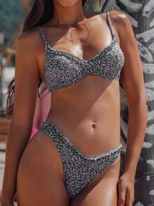 Women Bikini Set With Random Print & Steel Support, Beach Outfit Summer - Multicolor - View 3