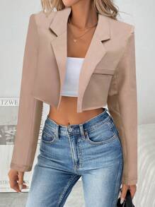 Chiquease Women's Casual Notched Collar Short Long Sleeve Blazer Jacket For Commuting, Autumn