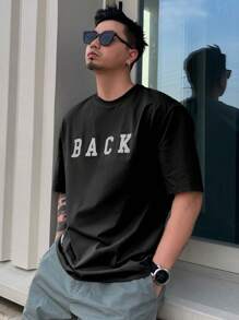 DAZY Camiseta casual de hombre con gráfico de letra simple, minimalista y de moda para uso diario, verano