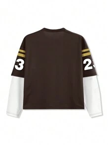 Manfinity EMRG Men's Casual Lip Print Round Neck Long Sleeve T-Shirt, Autumn