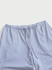 Forever 21 Casual Men's Wide Leg Pants Airport Men Outfits Fall/Winter - Blue and White - View 3