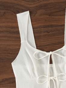 Swim SXY 1 pieza Parte superior corta sin mangas con tirantes de lazo sexy para vacaciones de verano