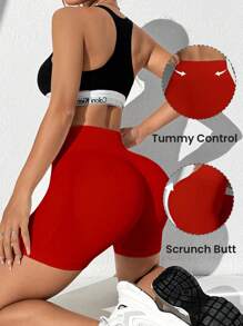 Core Rhythm 纯色高腰无缝运动短裤适合中国新年女士运动短裤、健身短裤、骑行短裤