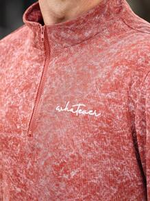 Manfinity Homme Conjunto de sudadera con cremallera media y pantalón de chándal con cordón en la cintura para hombre, estilo informal, otoño - Verde - Ver 2