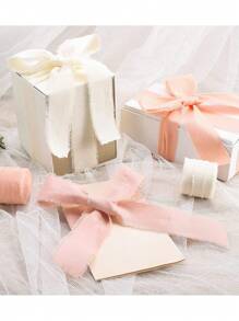 SHEIN 1 قطعة / 5 قطع شريط حافة الشيفون 4 سم * 6.5 متر للزينة في الزفاف، التزيين، الدعوات، المنزل، هدايا ومناسبات أخرى - أبيض - أبيض - مشاهدة 8