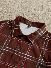 Mainfolk Men's Fashionable Casual Loose Plaid Long Sleeve Shacket, For Fall Winter, Christmas - Multicolor - View 4