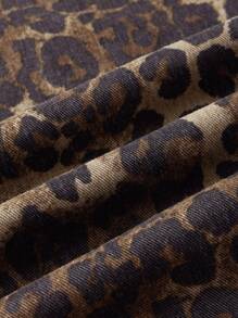 SHEIN MOD Women's Casual Retro Leopard Print Wide Leg Jeans, Vintage, Fall Women Clothes