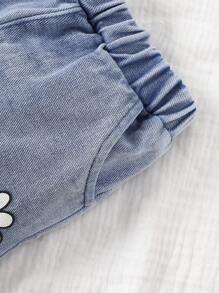 Set casual da 2 pezzi per neonate, composto da maglietta a maniche lunghe con collo rotondo con stampa di lettere e margherite, e pantaloni, per l'autunno