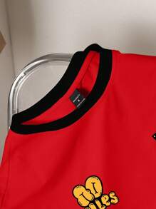 Manfinity Hypemode Men's Letter Print Crew Neck Contrast Color Casual Short Sleeve T-Shirt