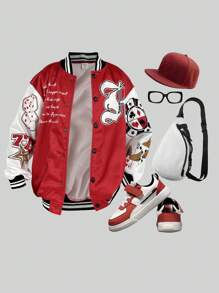 SHEIN Áo khoác dày có khóa kéo có gân dành cho trẻ em/Tween Boys - Nhiều màu - Xem 4
