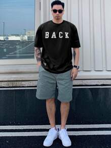 DAZY Camiseta casual de hombre con gráfico de letra simple, minimalista y de moda para uso diario, verano