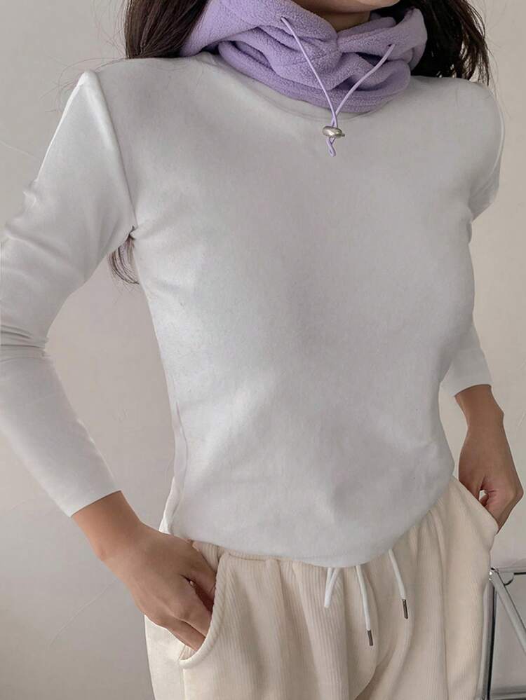Women Solid Color Round Neck Long Sleeve Casual Loose T-Shirt For Autumn