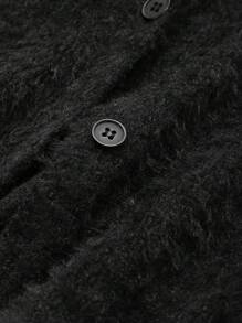 DAZY Long Plush Bathrobe, Simple Design For Winter Home Wear - Black - View 8