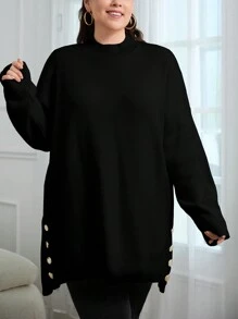 EURMUSE 大码纯色立领长袖正面纽扣简约衬衫，适合日常休闲穿着